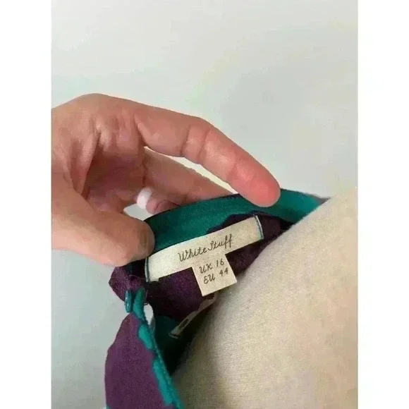 White Stuff UK Women's Midi Dress Size 16UK Purple Teal Pockets Half Sleeve L - Picture 9 of 12